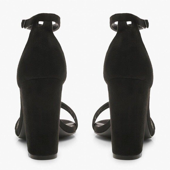 Boohoo Basic Barely There Heels Ankle Strap Black Size US 8 New In Box - Picture 3 of 10